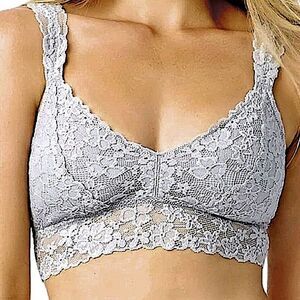 Convertible Bralette Small Juniors Soft Silver New Lace Y2K Coquette